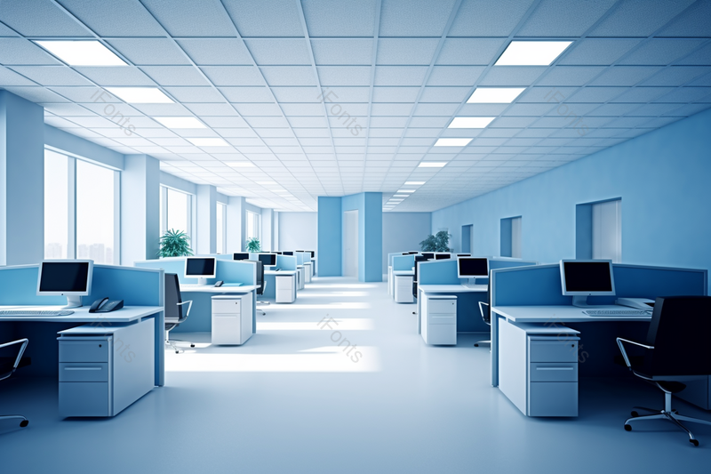 蓝白色白天光线充足的办公室摄影背景,高清,摄影图,摄影图片,图片大全,摄影图免费下载